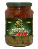 Ассорти корнишоны+черри ст. 720мл. 1/12