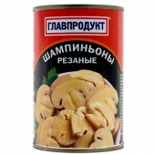 Шампиньоны резаные Главпродукт ж/б 800г