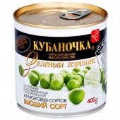 Горошек зеленый "Кубаночка" 400гр 1/12